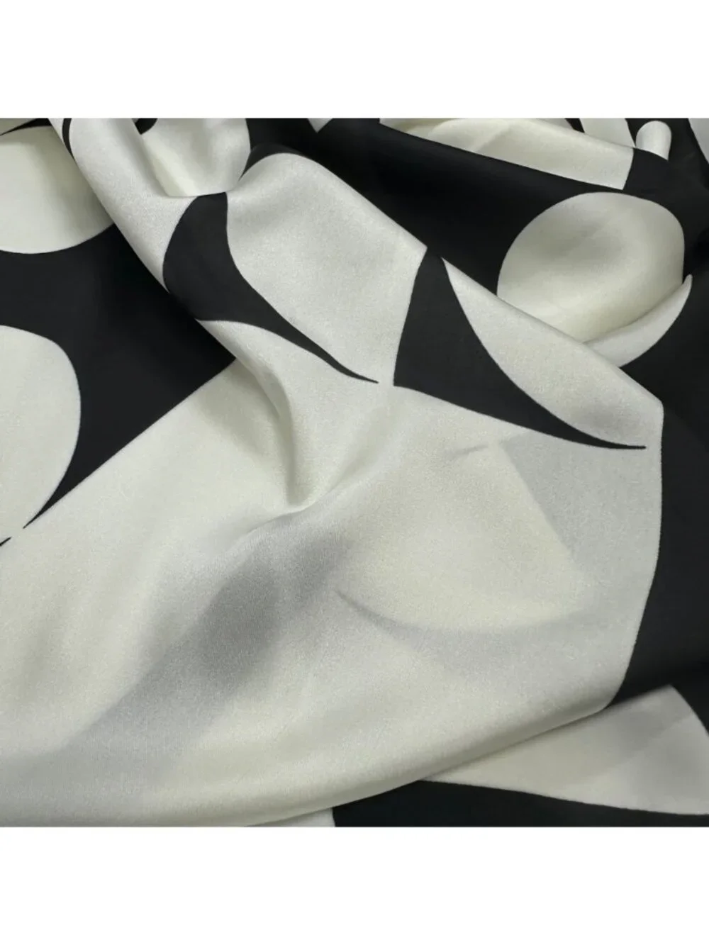 Luxury Silk Feel Scarf Black White Modern Abstract Geometric Square Wrap Bandana
